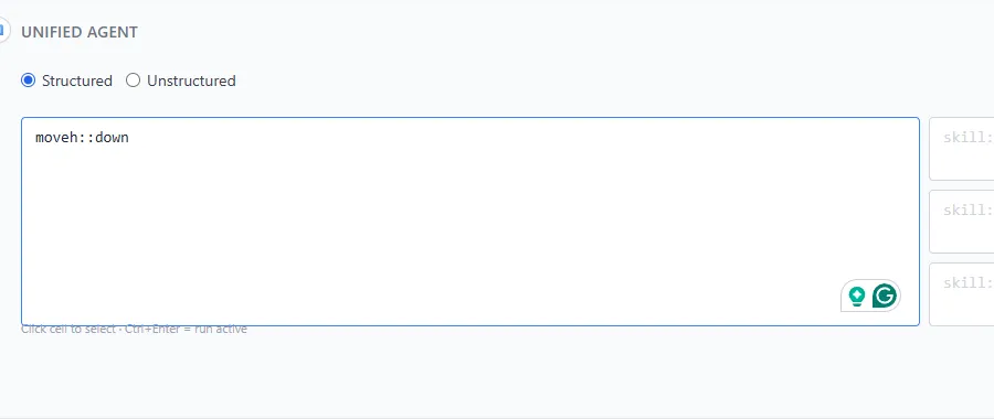 Structured / unstructured agent prompt with language toggle